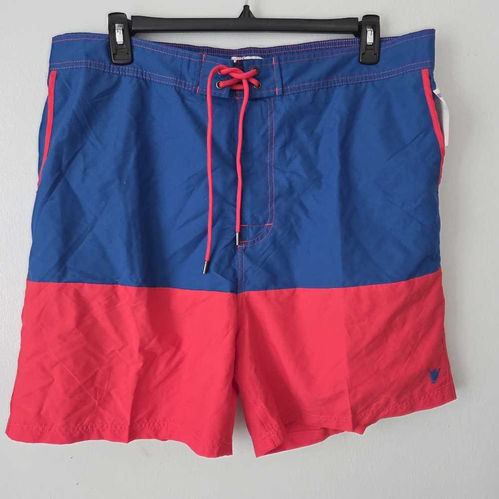Men's Blue and Red Swim Shorts